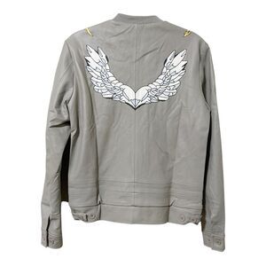 Vees Women’s 100% Lamb Leather Angel Wings Flight Aviator Bomber Jacket Sz Small